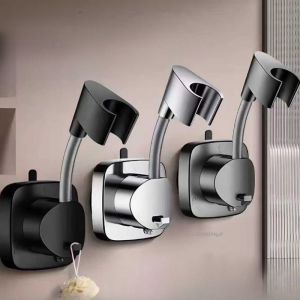 Adjustable Non Punching Bathroom Handheld Shower Stand ABS No Drilling Wall Mount Shower Head Bracket Self-Adhesive/Suction Cup