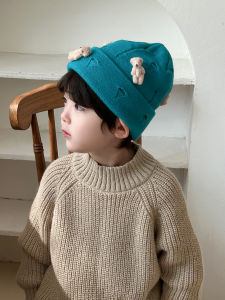 Fashionable Knitted Bear Hat for Children Boys And Girls Cute Stylish Thickened Winter Cap Street Style Foldable Warmth