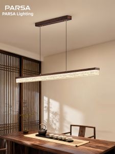 PARSA | Retro Black Walnut Wood Long Bar Pendant Light