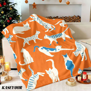 Beast Kingdom | Orange White Cat Winter Summer Flannel Blanket Throw Fleece Soft Fuzzy Plush Cozy Fleece Blankets for Sofa Ideal Gifts
