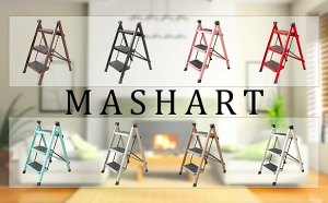 VSSUU บันไดอลูมิเนียมพับได้ในร่ม บันไดสามขั้น บันไดสามขั้น บันไดอเนกประสงค์ บันไดพับอเนกประสงค์ บันได