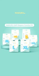 NEW MAKUKU SAP+PULP DIAPERS COMFORT FIT POPOK BAYI TAPE PEREKAT & PANTS CELANA NB32 S30 M28 L26 XL24 XXL22