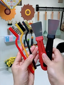 【SKIT SG】3pcs / 5pcs / 8pcs Kitchen Wire Brush Gas Stove Cleaning Brush Kitchen Cleaning Tool Kitchen Brush Crevice Brush Iron Brass Nylon Brush Cleaning Kit Metal Tools Accessories Grout Brush Floor Tile Cleaner Bathroom Scrubber Window Door Toilet