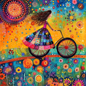 500/1024PCS Jigsaw Puzzle Peaceful Girl On Bicycle Street Scene For Adults Ideal For Stress Relief And Relaxation