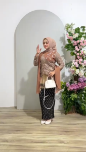 STELAN KEBAYA NAMIRA SELENDANG / KEBAYA MODERN TERBARU / KEBAYA TILE MUTIARA PAYET KOMBINASI SONGKET