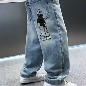 2025 Boys Denim Pants For Kids 7-16Yrs Maong Jeans Wide Leg Loose Fit Stylish Straight Cute Pants For Teens Fashion Loose Trending Pant