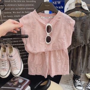 JIFANPAUL | Retro Sleeveless Ripped Vest and Shorts Set Breathable Lightweight
