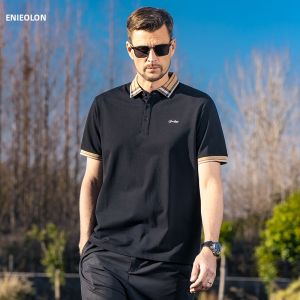 Enjeolon | Retro Style Check Collar Cotton Polo Shirt