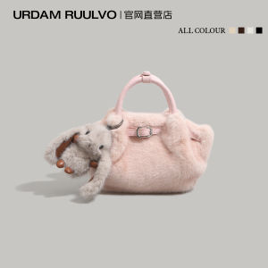 UR Fashion Versatile Plush Bag Womens 2025 New Large Capacity Commuter Single Shoulder Crossbody Basket Bag Soft Zinc Alloy
