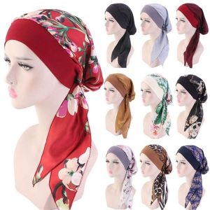BOOCEAN Fashion Printed Pre-Tied Headwear Hair Loss Hat Cancer Head Scarf Chemo Pirate Cap Muslim Turban