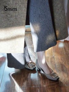 15MINS | Commuter Style Comfortable Square Buckle High Heels Women