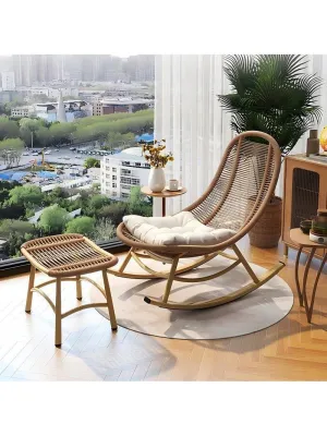 Xuanzhuojing|Wicker Rocking Chair for Adults Outdoor Patio and Garden Lounge