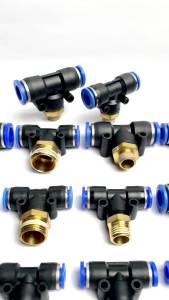 Tê Nối Nhanh Ren Giữa Tê Ren Ngoài Nối Nhanh PB Khí Nén Phun Sương Phi 4 6 8 10 12mm - Ren Giữa