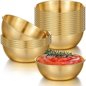 Set of 6 Stainless Steel Dipping Sauce Bowls Soy Sauce Dishes Mini Appetizer Plates Round Saucers Plate for Sushi Dessert BBQ
