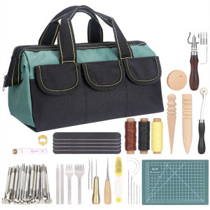 12-inch Leather Craft  Tool Storage BagOxford Fabric Tool Bag Leather Tool Portable Tote Bag Leather Punch Hammer Carving Tool