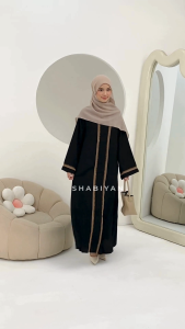 SHABIYAN-616 Abaya Hitam Mewah Elegan Jetblack Arabian Style