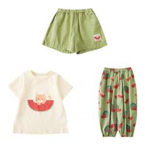 YOEHYAUL | Bộ Áo Thun và Quần Short Hình Hoạt Hình Dễ Thương cho Mùa Hè