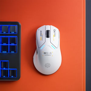 เมาส์เกมมิ่งไร้สาย INPHIC IN10R น้ำหนักเบา เซ็นเซอร์ PAW3395 อัตราการตอบสนอง 8K พร้อมสติกเกอร์กันลื่น เมาส์ตามหลักสรีรศาสตร์ 800mAh