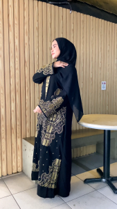 gamis hitam ori jetblack bordir sabrina by sabella abaya