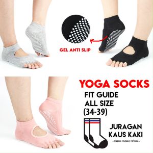 Kaos Kaki Yoga Pilates Anti Slip 5 Jari Pendek Mata Kaki Wanita Socks