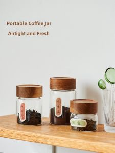 Sealed Glass Container round Shape Coffee Powder Storage Jar Food Grade Household Sugar Canister Nordic Style Kitchen Storage