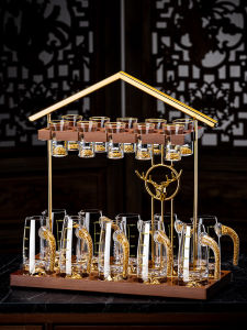 High End Luxury Crystal Glass White Wine Cup Set Home Use Small Shot Glass Bullet Cup Two Liang Pouring Device Alcohol Utensils