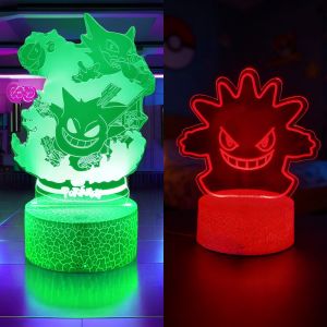 Bandai | Anime 3D Lamp Signs LED Night Light Gengar Haunter Gastly Luminaria Illusion Sleeping Hone Kids Bedroom Decor Table Lamps Gifts