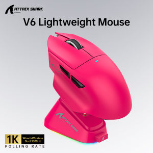 ATTACK SHARK | ATTACK SHARK V6 Wireless Gaming Superlight Mouse with RGB Magnetic Charging DockPAW3311 SensorMacro Gaming Mouse