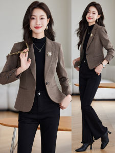 Caramel Color Womens Suit Jacket 2025 Spring Autumn New Style Premium Feel Slim Fit Woolen Shoulder Pad Western Suit