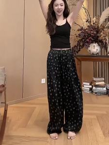 XUNYI | Quần Lửng Đen Chấm Bi Cao Waisted