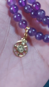 Vòng chuỗi 108 hạt đá Thạch Anh Tím Amethyst tự nhiên size hạt 5.5 li phối charm bạc xi vàng hình la bàn cao cấp | Hoa Minh Gem