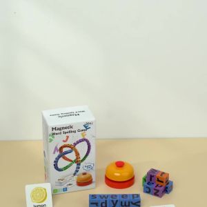 Kids Magnetic Word Spelling Game Alphabet Letter Blocks Matching Puzzle with Bell Family Interactive Preschool Educational Learn