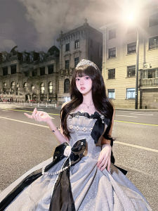 Elegant Silver Grey Lolita Evening Gown Womens High-End Luxury Birthday Party Adult Ceremony Graduation Ceremony