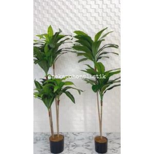 Pohon Daun Artificial Pandan Bali X4 & X2 T140 Pot Dasar Hitam Plastik Dekorasi Ruang Aesthetic