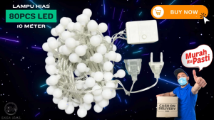 Lampu Hias Ball String Lights Waterproof 80pcs LED 4W 10M Model Bola Bulat Lampu Natal Pesta Dekorasi Colorful Fairy Light Wedding Party Christmas Halloween and Thanksgiving Decoration Laz COD Bisa Bayar di Tempat Graha Mart
