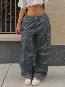 High Waist Loose Straight Leg Overall Pants plus Size Street Style Casual Trousers Workwear Long Pants Thin Material Spring