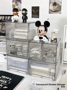 Desktop Organizer Drawer Style Multi-layer Transparent Acrylic Bookshelf Miscellaneous Items Dormitory Stationery Sorting Box