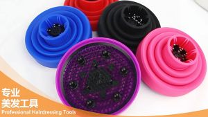 Universal Hair Dryer Diffuser Silicone Hair Dryer Attachment Foldable Salon Curling Tool Black