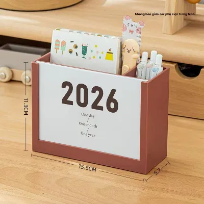 DLIOG | Tổ Chức Bàn Làm Việc với Lịch và Giá Đựng Bút 2026 Lịch Công Việc và Đếm Ngược Học Tập
