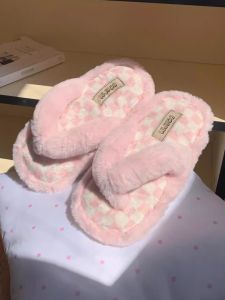 Dép Xỏ Ngón Đế Bằng Nhung Lông Cừu Thời Trang Cho Nữ Mùa Thu Đông Trong Nhà Ngoài Trời Chống Trượt Đế PVC Dép Xỏ Ngón Cotton