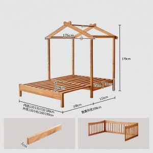 XILIMEI | Extendable Real Wood Bunk Bed for Children with Guardrails