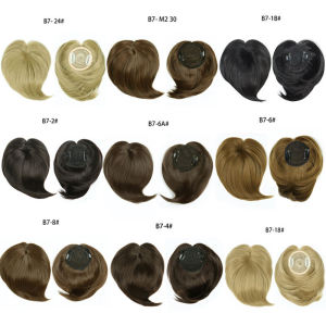 Womens Synthetic Fiber Frontal Wig Piece High-Temperature Silk Simulation Top Heart Covering Grey Hair Fake Bangs