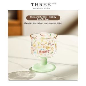 THREE LIFE | Cute Design Glass Cup for Drink