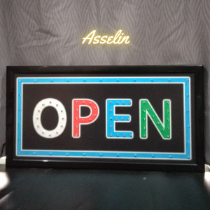 ป้ายไฟสำเร็จรูป รุ่น OPEN-ขละสี ป้ายไฟLED ตกแต่งร้านค้า (ขนาด48X25X2ซม.) มีบริการรับทำป้ายไฟ LED