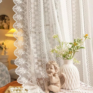 White Lace Sheer Curtain Panel for Bedroom Living Room Decoration Exquisite Soft Filtered Light Elegant Door Window Drapery