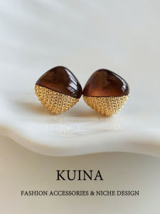 kuina | Amber Melard Square Vintage Earrings
