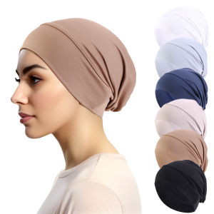 Middle Eastern Stretch Headscarf Cap Solid Color Undercap & Hair Wrap Breathable Design for Daily Use