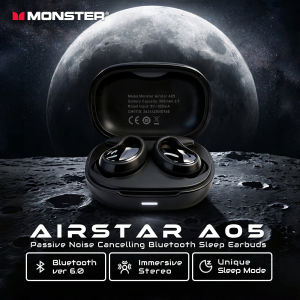 Monster | Monster Airstar A05 Sleep Earphones Passive Noise Reduction Sleep Earbuds for Side Sleepers Bluetooth 6.0 TWS Wireless Headphone