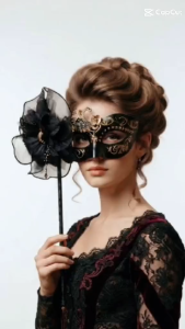 ⚡READY STOCK⚡ Gold Lady Masquerade Mask with handle stick Princess Party Mask Masquerade Mask Topeng Parti Malaysia