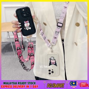 Oppo A3 Pro A5 Pro A5 A9 2020 A15 A15s A16 A17 A17k A18 A38 A53 A54 A57 A58 A60 A77s A74 A76 A78 A79 A93 A94 A95 A96 A98 kuromi with long strap solid case fon casing库咯米手机壳
